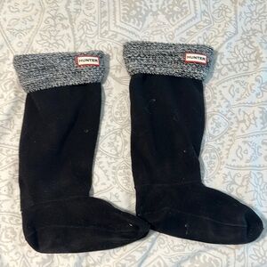 Hunter Black Socks with Gray Knit Cuffs